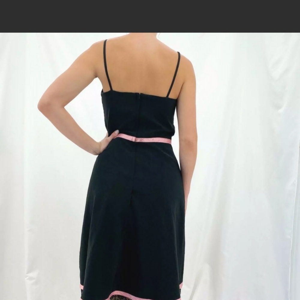 A BYER woman's black dress with pink ribbon and black lace junior free shipping